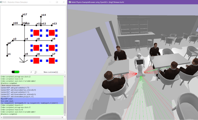 Screenshot from the simulated restaurant
